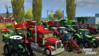 Грузовики, комбайны и тракторы на скриншоте Farming Simulator 2013