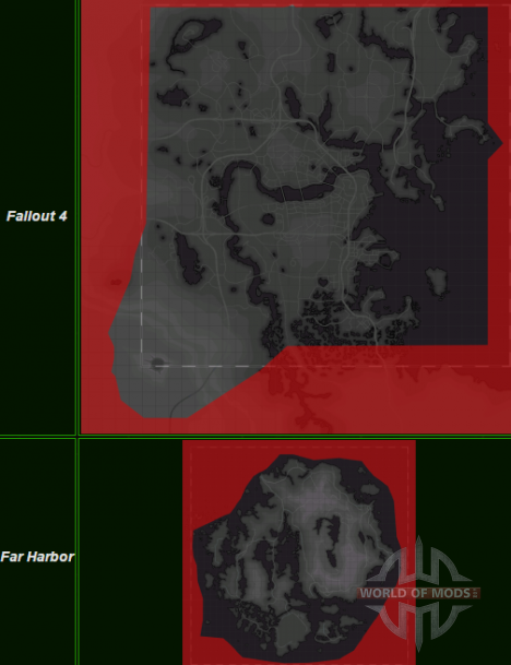 Сравнение карты Fallout 4 и Far Hrabor