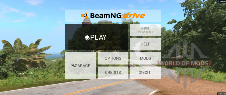 Новое главное меню BeamNG Drive