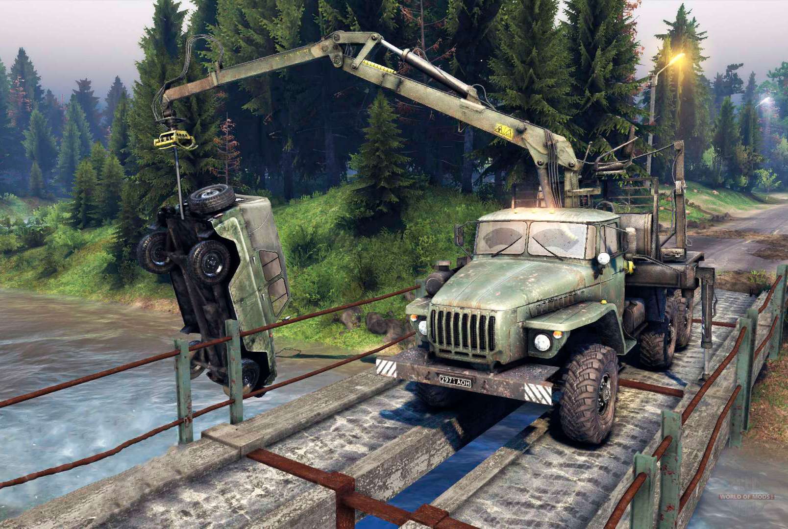 Как управлять стрелой крана в Spintires